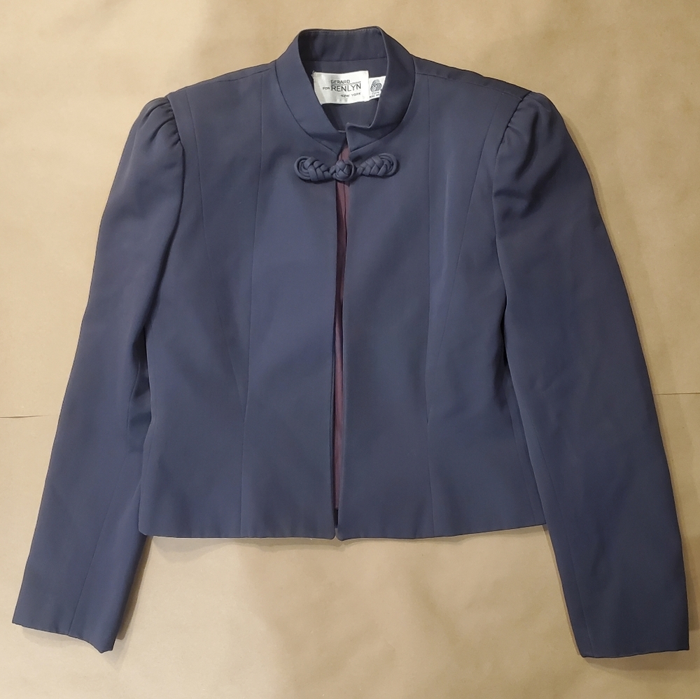 Vintage 100% wool blazer, dark grey-blue.  Size 6.
